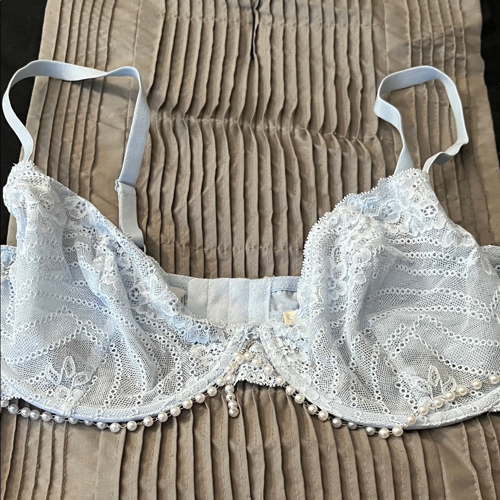 Adore Me Light Blue Lace Bra